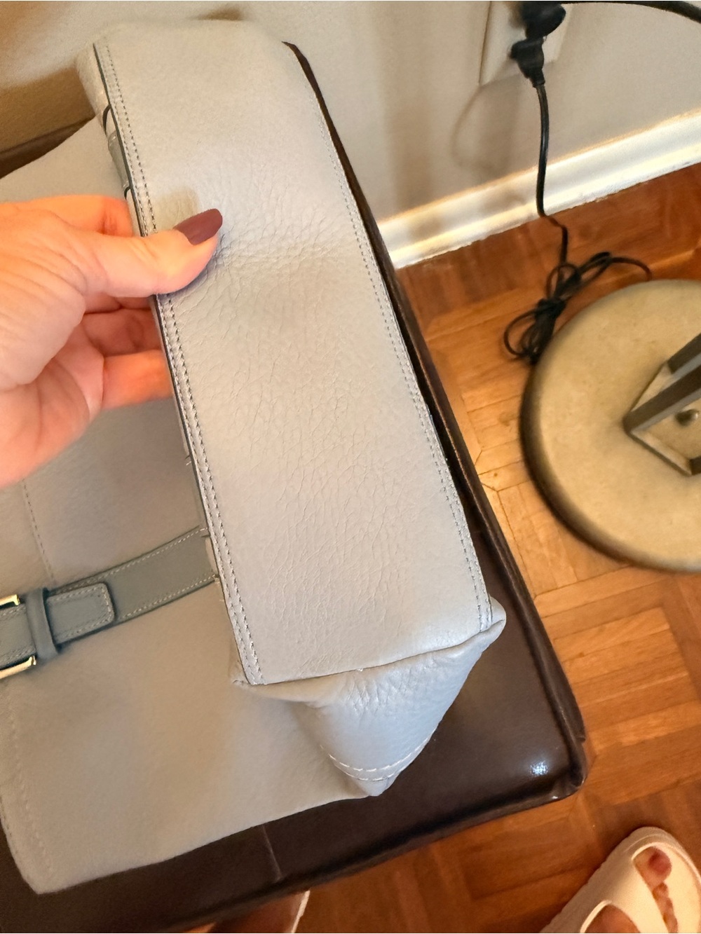 Coach Pale Blue Leather Tote with Polished Hardware - Picture 4 of 9